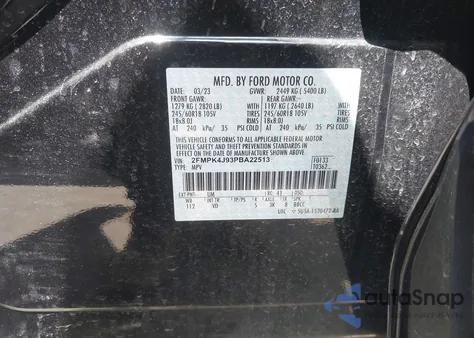 2023 Ford Edge Sel from USA, damaged, VIN 2FMPK4J93PBA22513